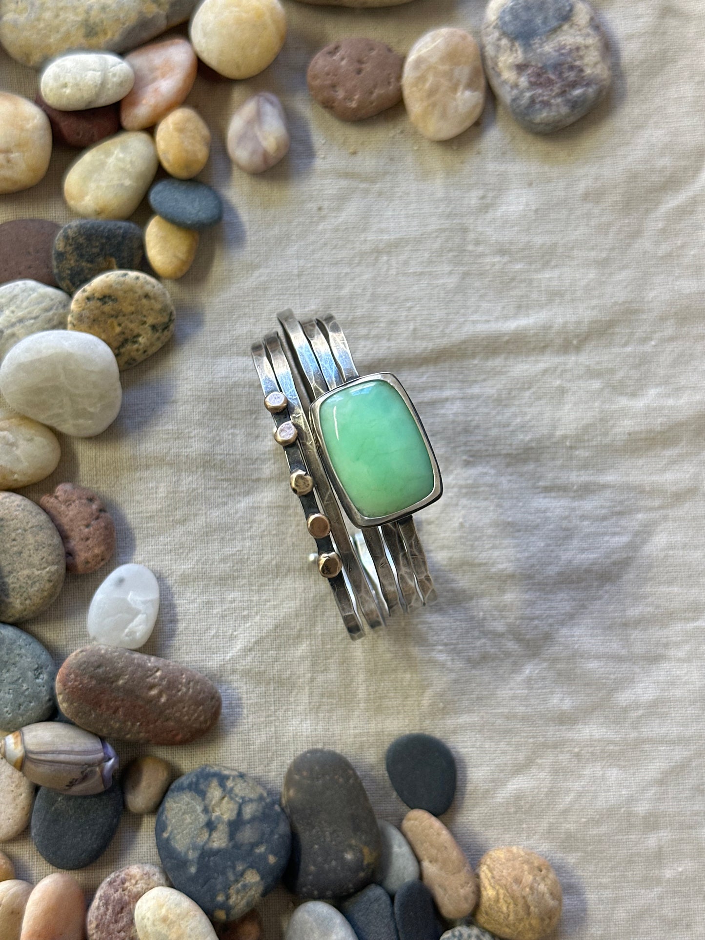 Variscite Stacked Cuff Bracelet ~ Sterling Silver Bracelet