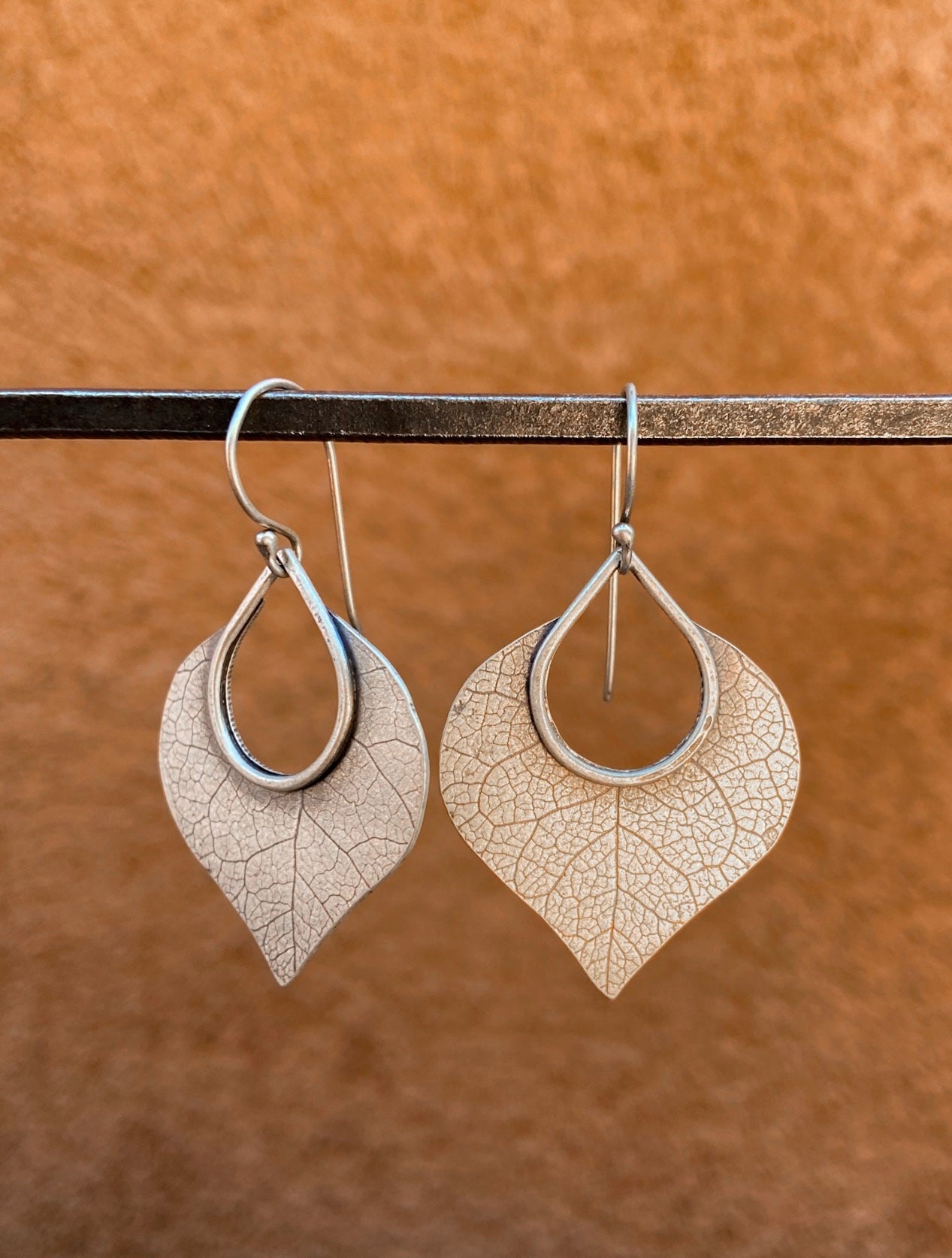 Aspen Leaf Imprinted Earrings - Sterling Silver
