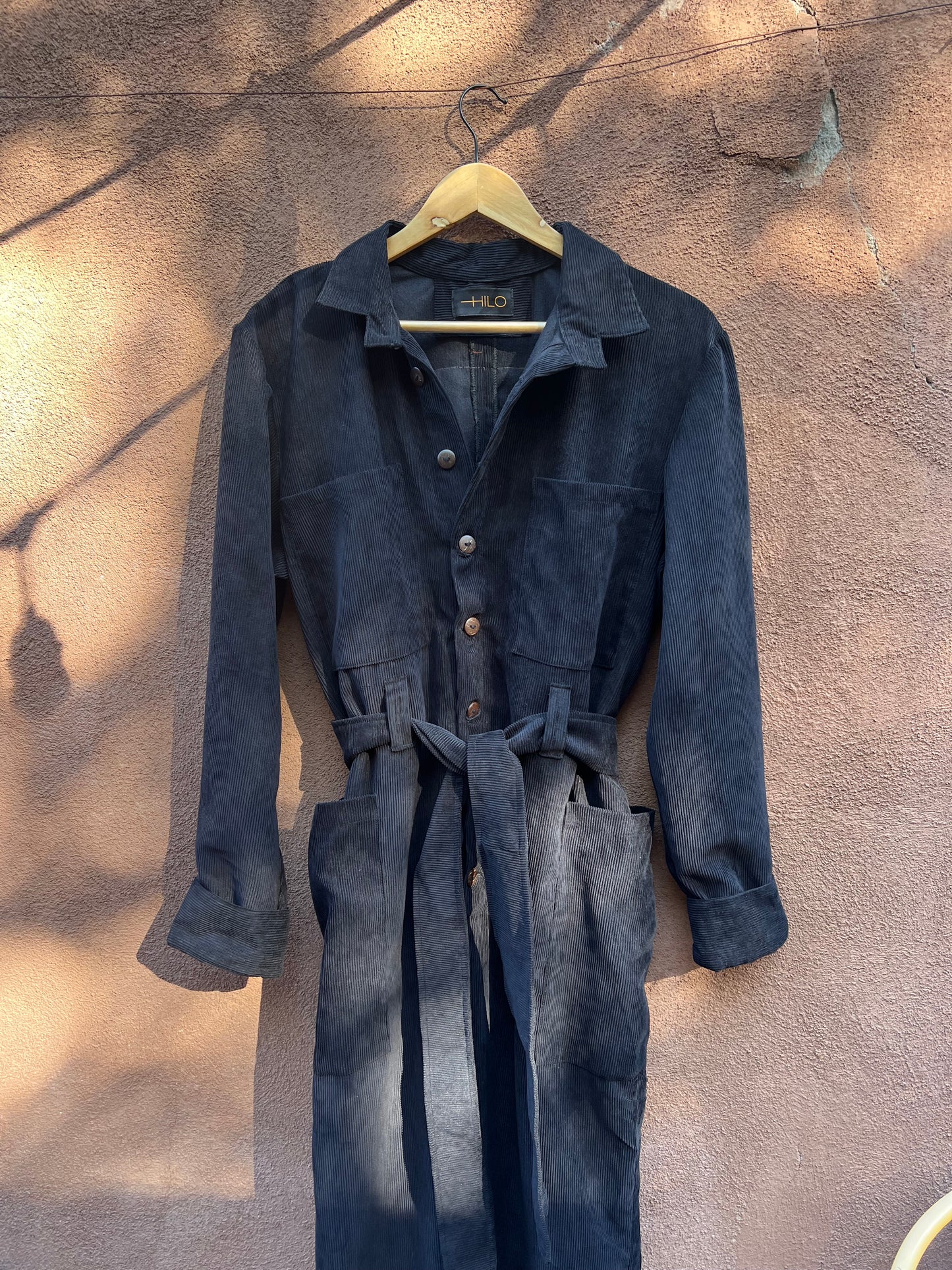 Jumpsuit - Black Corduroy - long sleeves