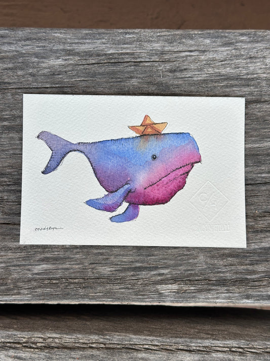 Small Migrantes - Original mixed media - 6 x 8 framed