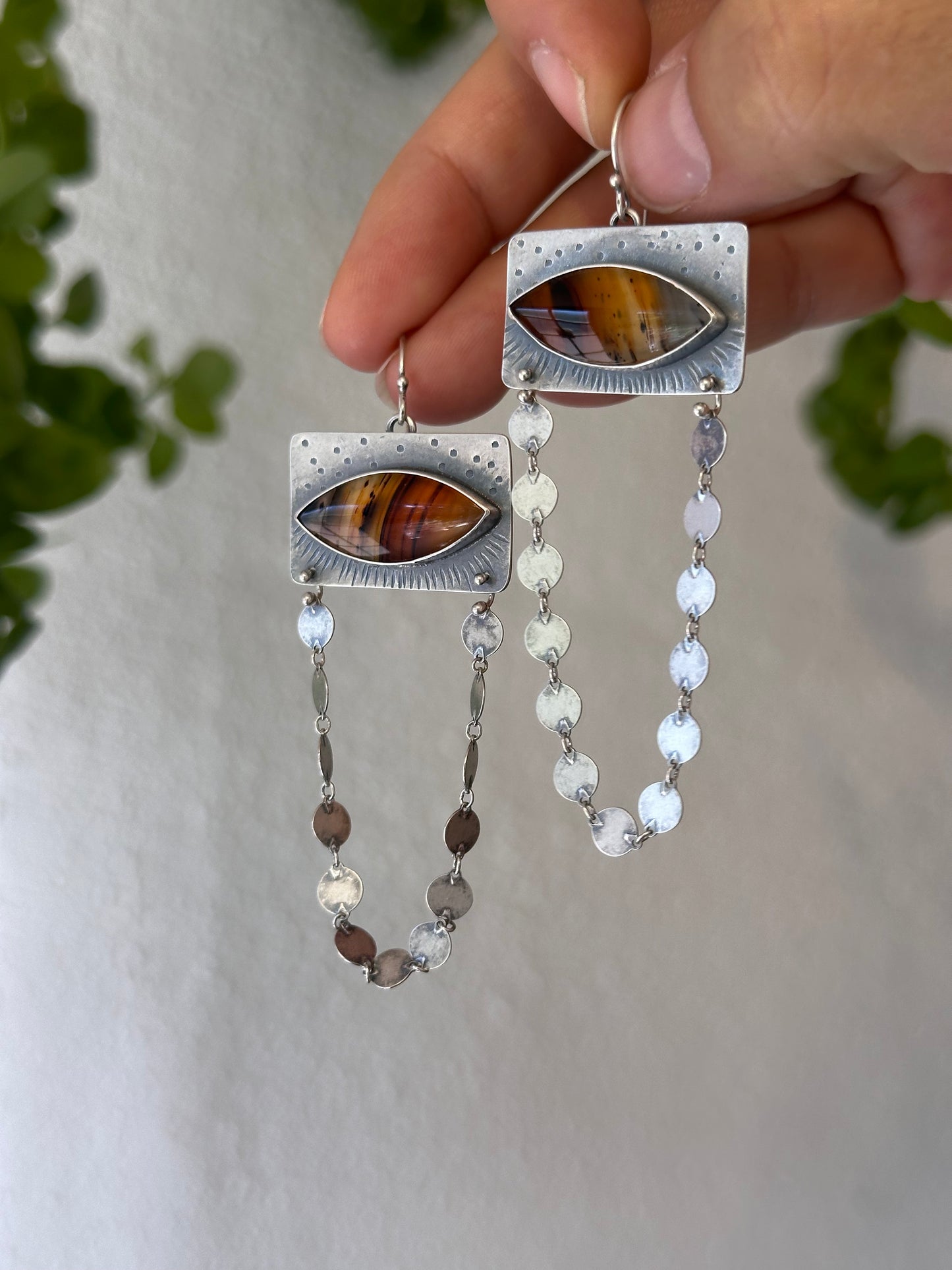 Montana Agate statement earrings - sterling silver