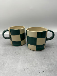 Mug ~ Green Checkered ~ porcelainv