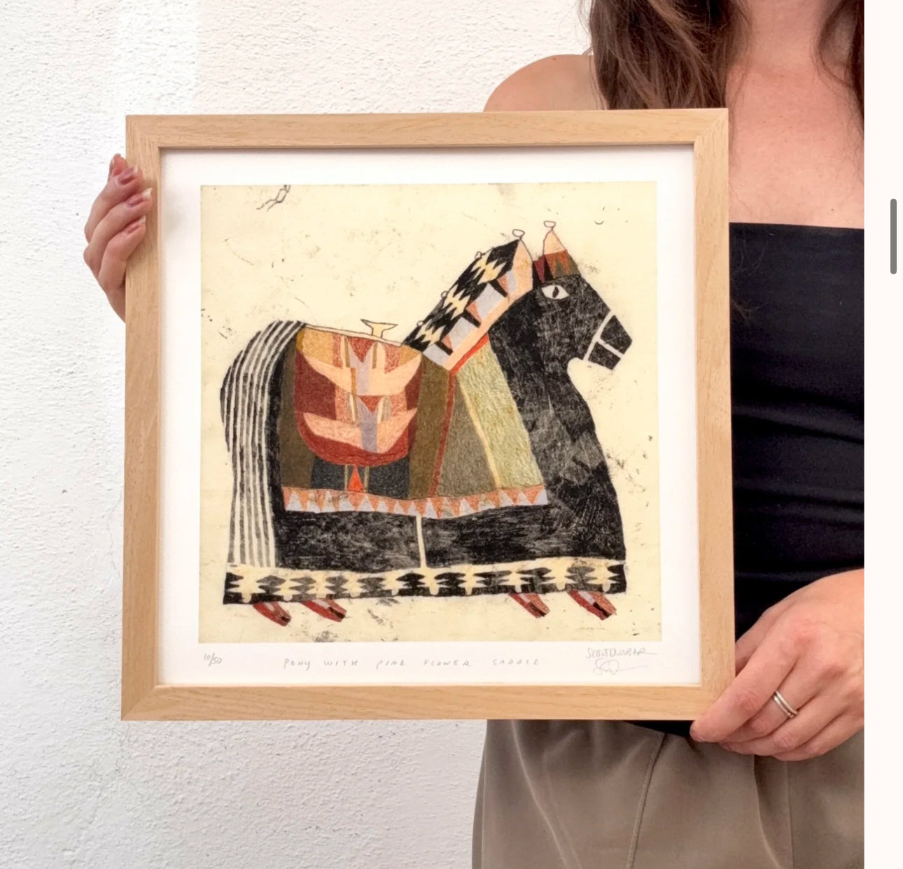 Pony with Pink Flower Saddle - Print 12 x 12 - LIMITED EDITION