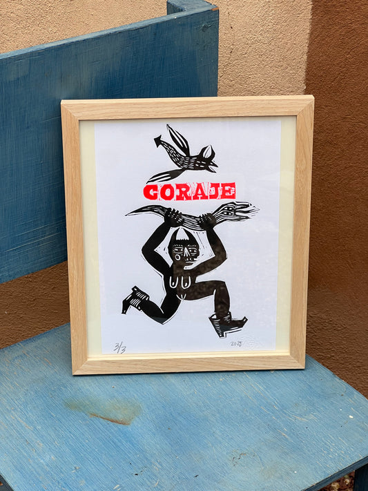 Coraje - linocut print