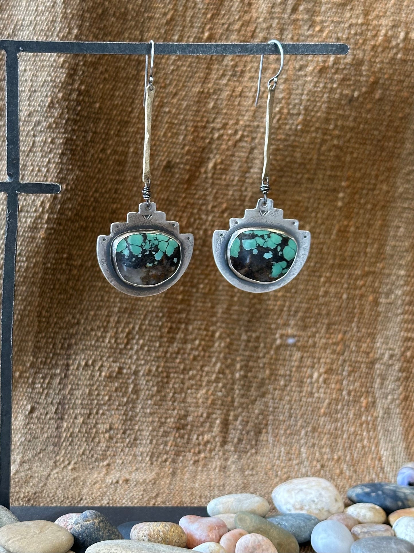 #8 Turquoise Sol earrings - sterling silver and brass