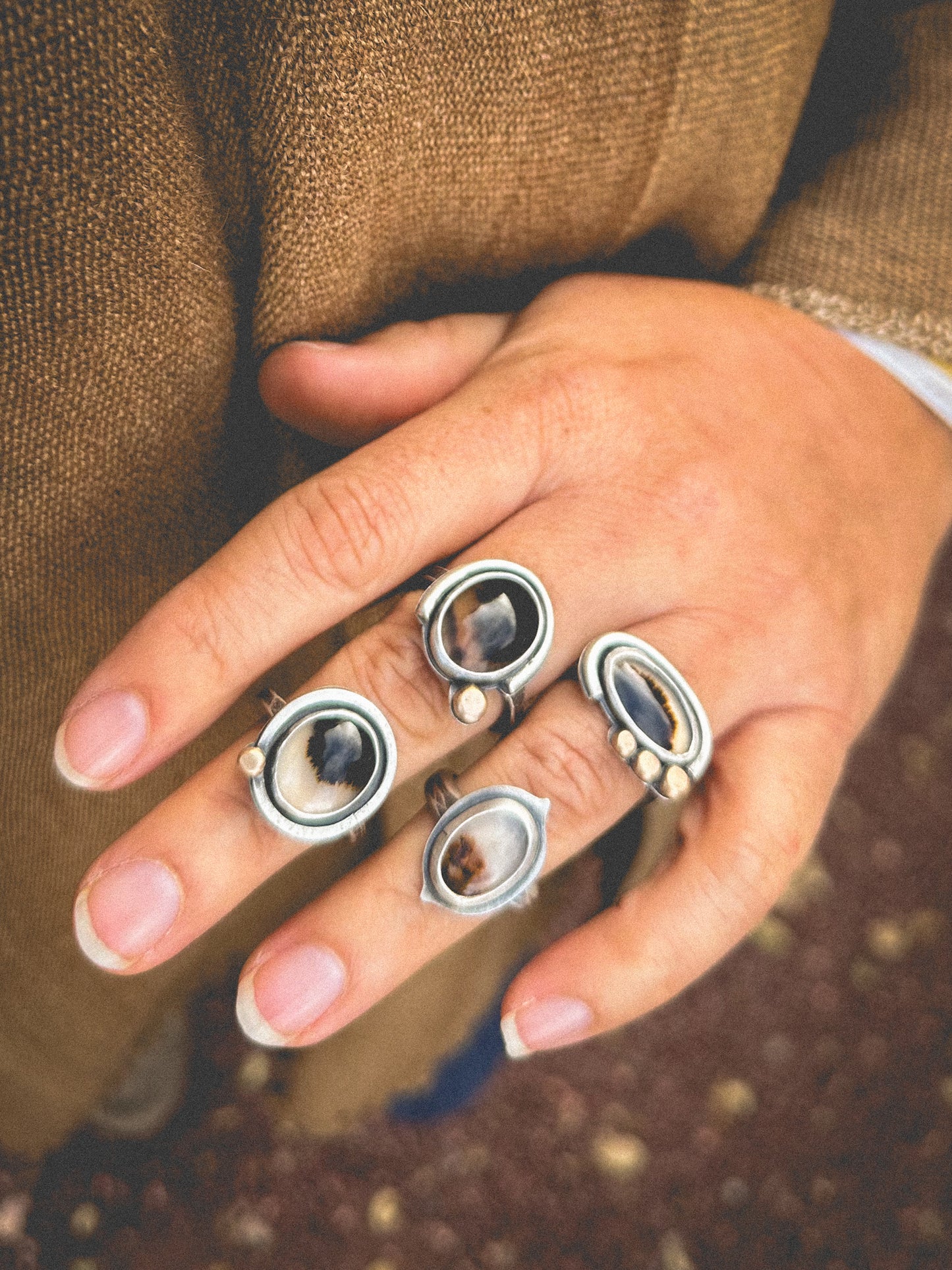 Montana Agate and Sterling Silver Ring ~ Size 6.75