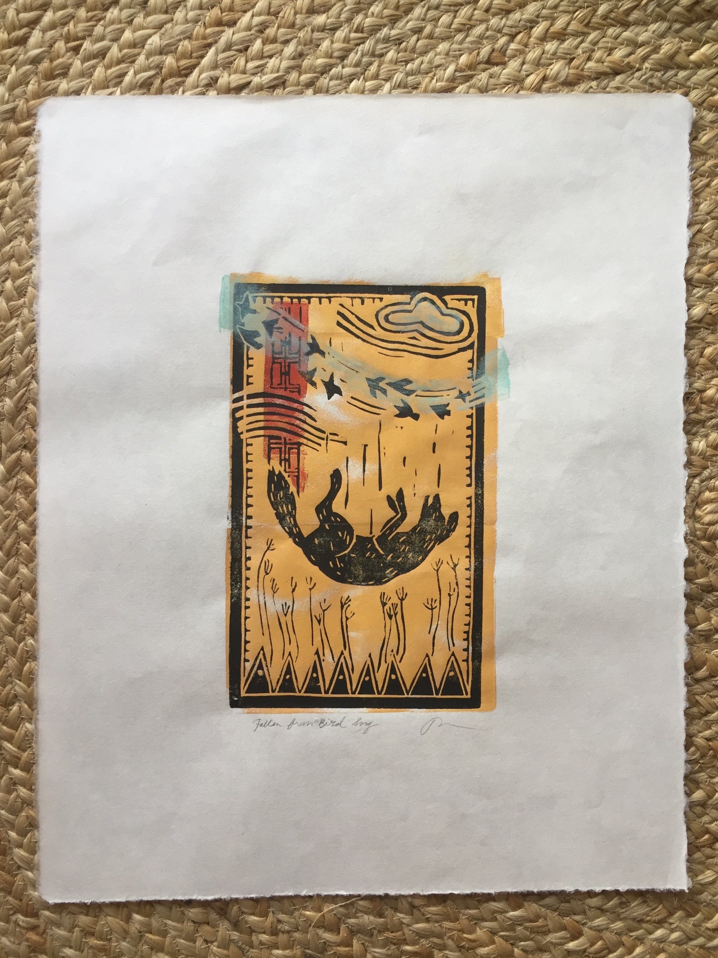 Fallen From Stars - Block Print and Monotype - Original