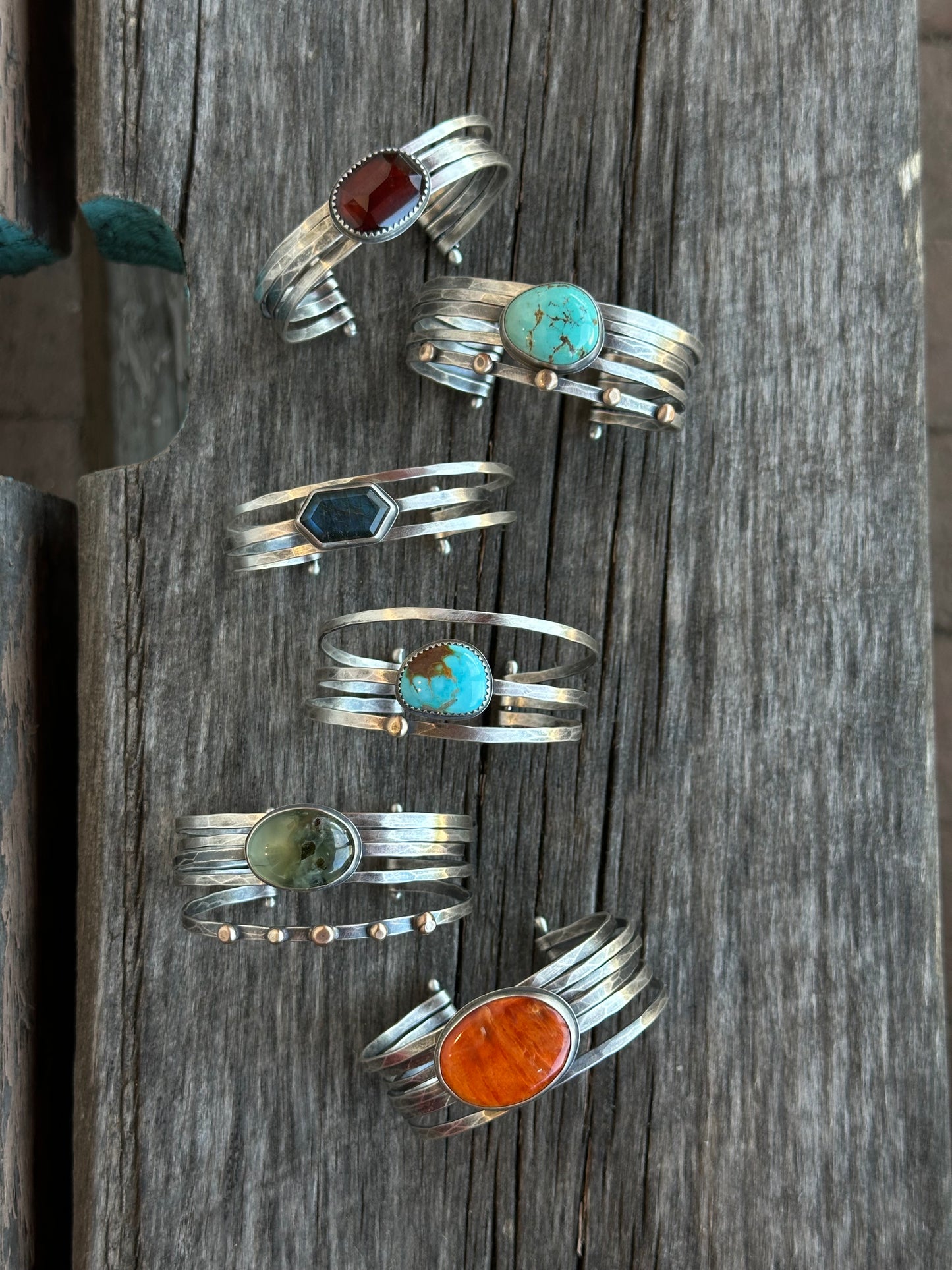 Stacked - Attached Bracelet - Labradorite- Cuff with Movement - ready to ship