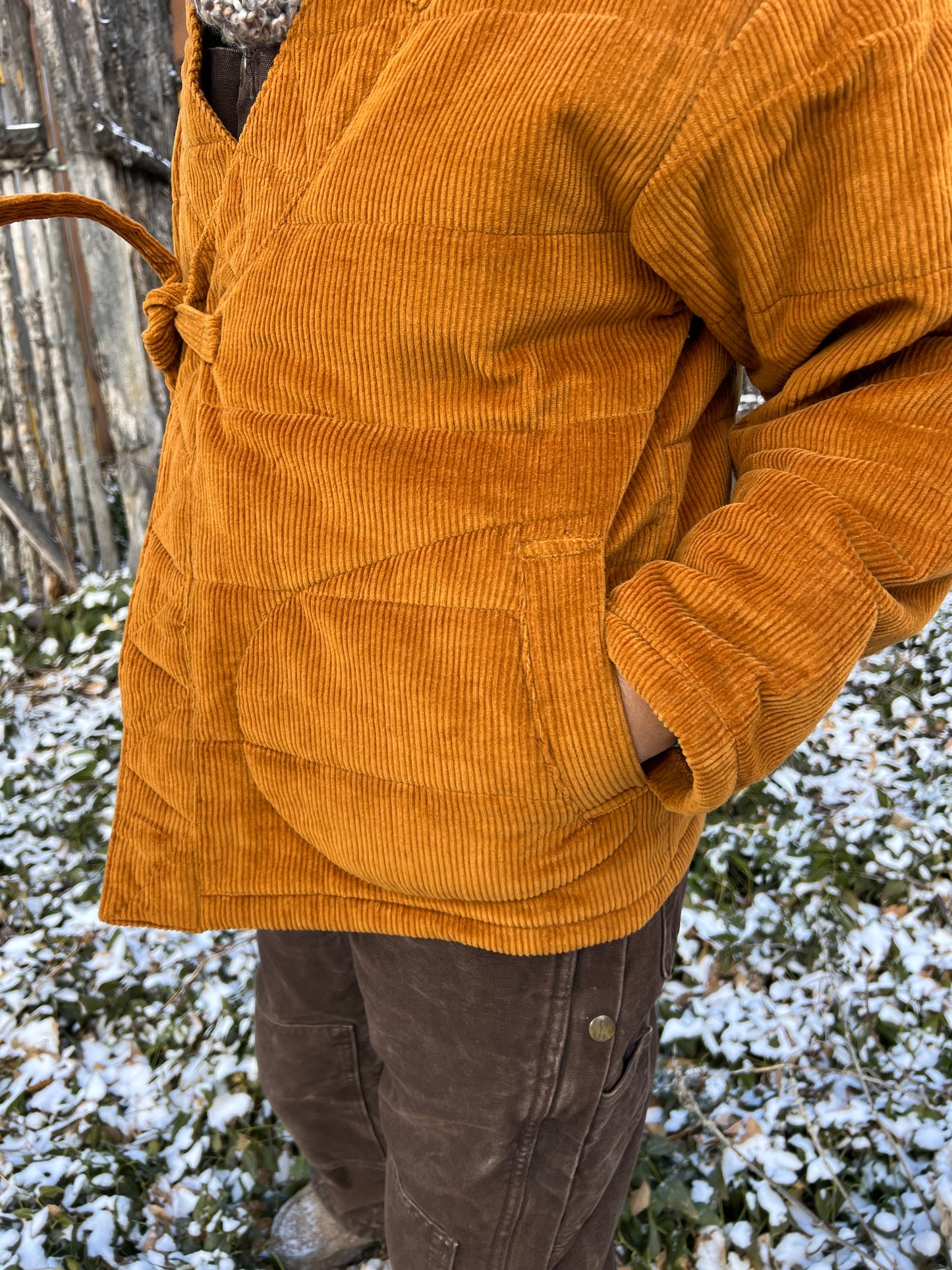 Corduroy & Fleece lined - Kimono Blazer - tie front