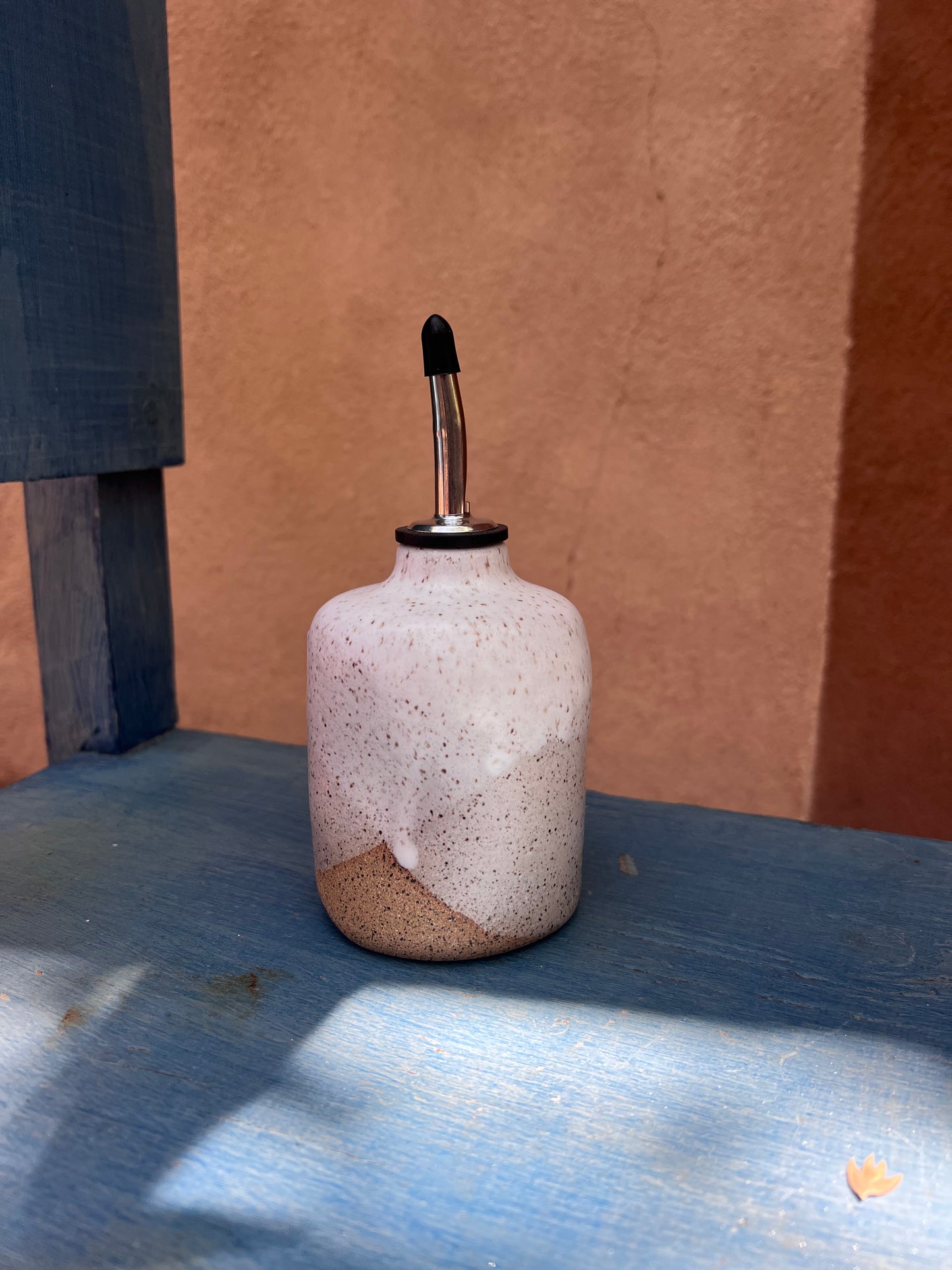 Olive Oil dispenser ~ Crayon, speckled, blue and caramel