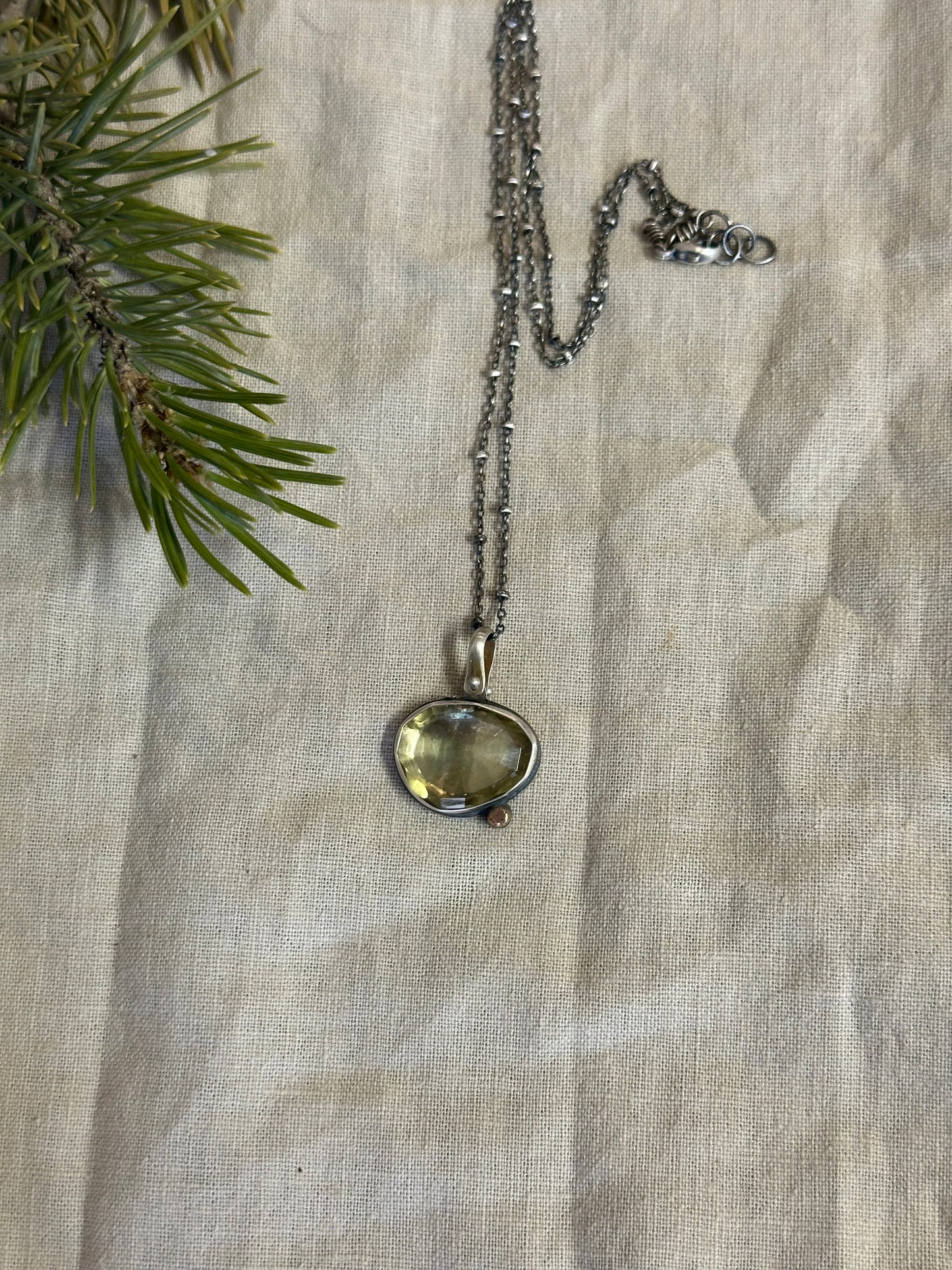 Lime Quartz Solitaire Necklace