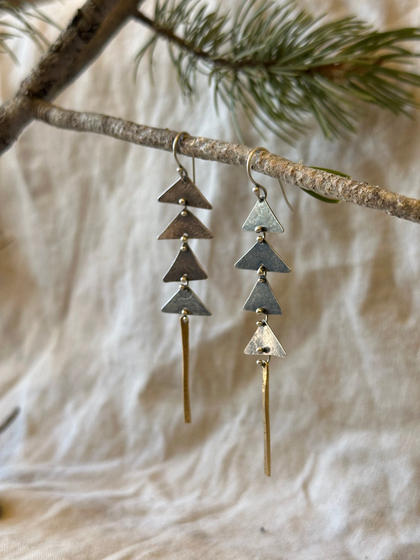 Pine Tree Connected earrings - Sterling Silver