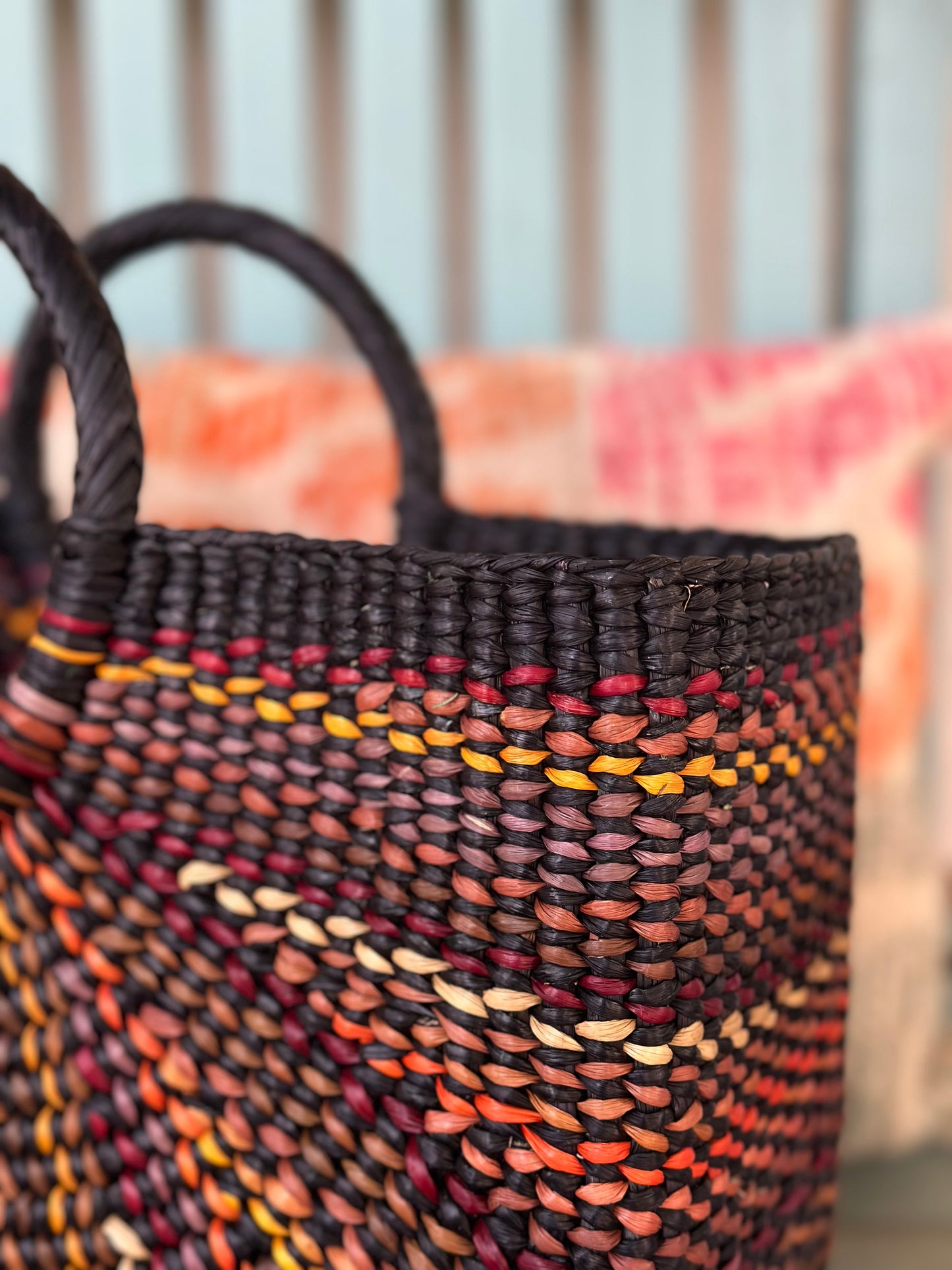 Hand basket ~ black and browns