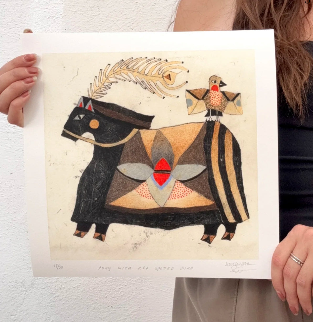 Pony with Yellow Leaf - Print 12 x 12 - LIMITED EDITION