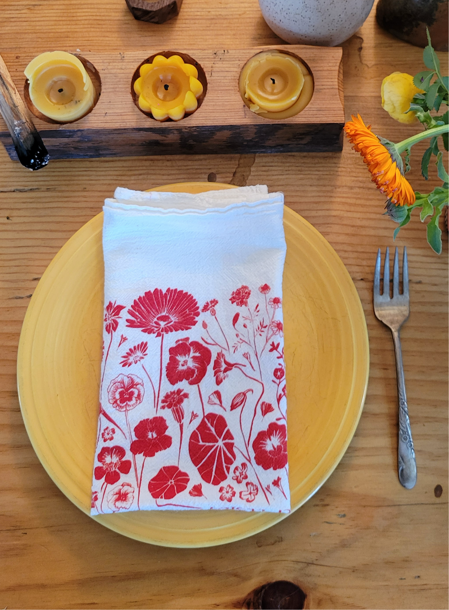 Edible flowers Print Floursack Cloth Napkins - set of 4