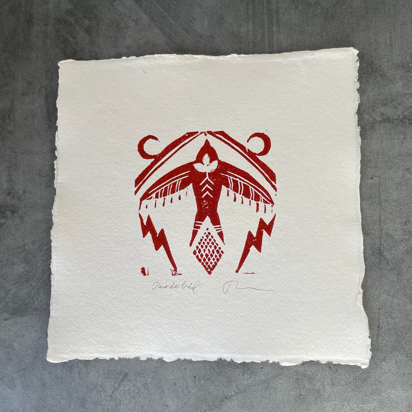 Thunderbird - Block Print 8” by 8”