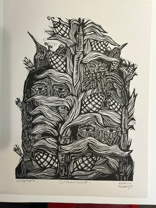 Maizal ~ Linocut Print 18” x 13.5”