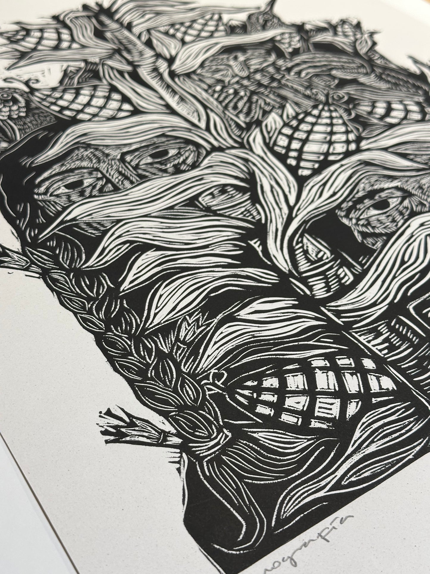 Maizal ~ Linocut Print