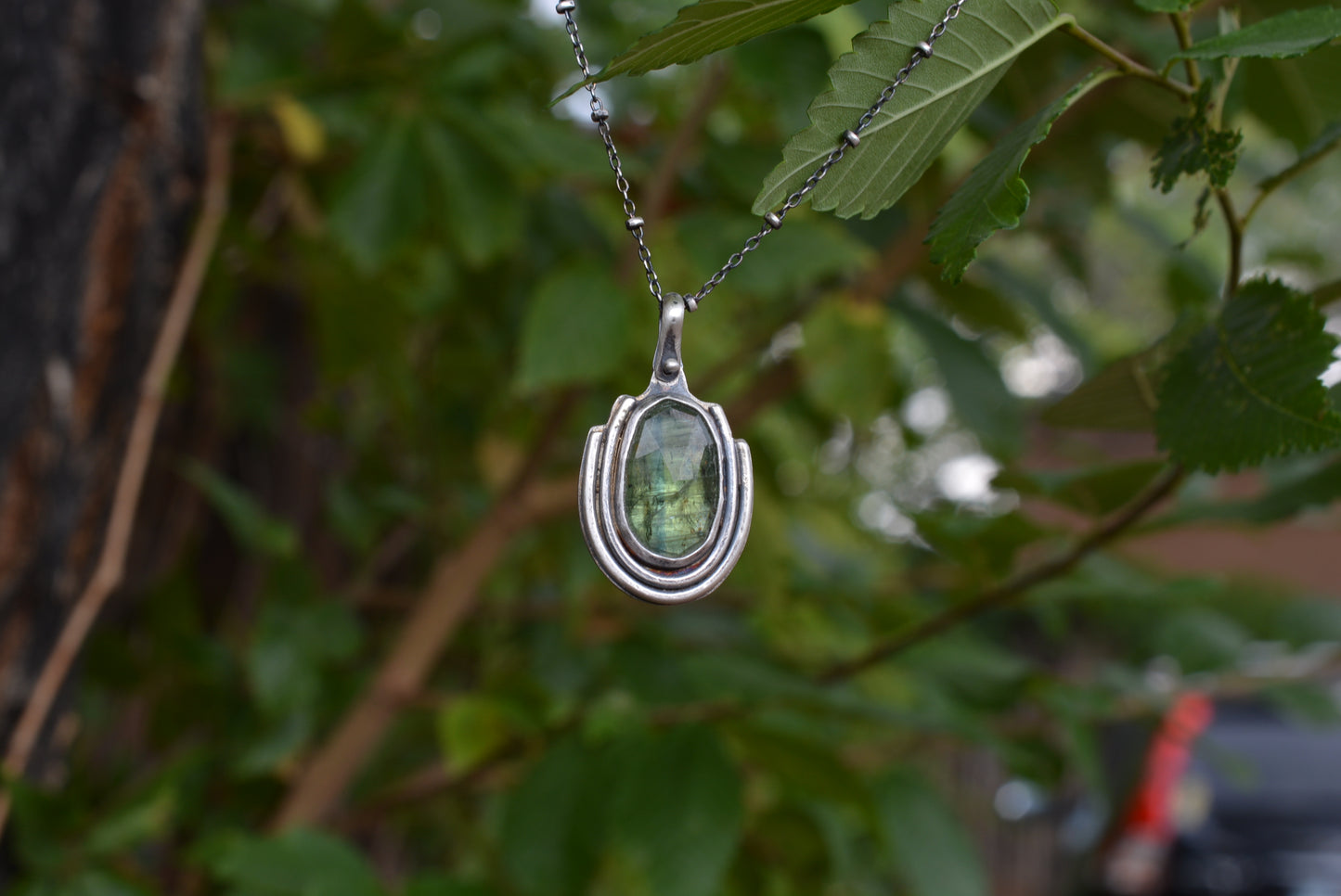 Green Kyanite & Sterling Silver ~ Necklace