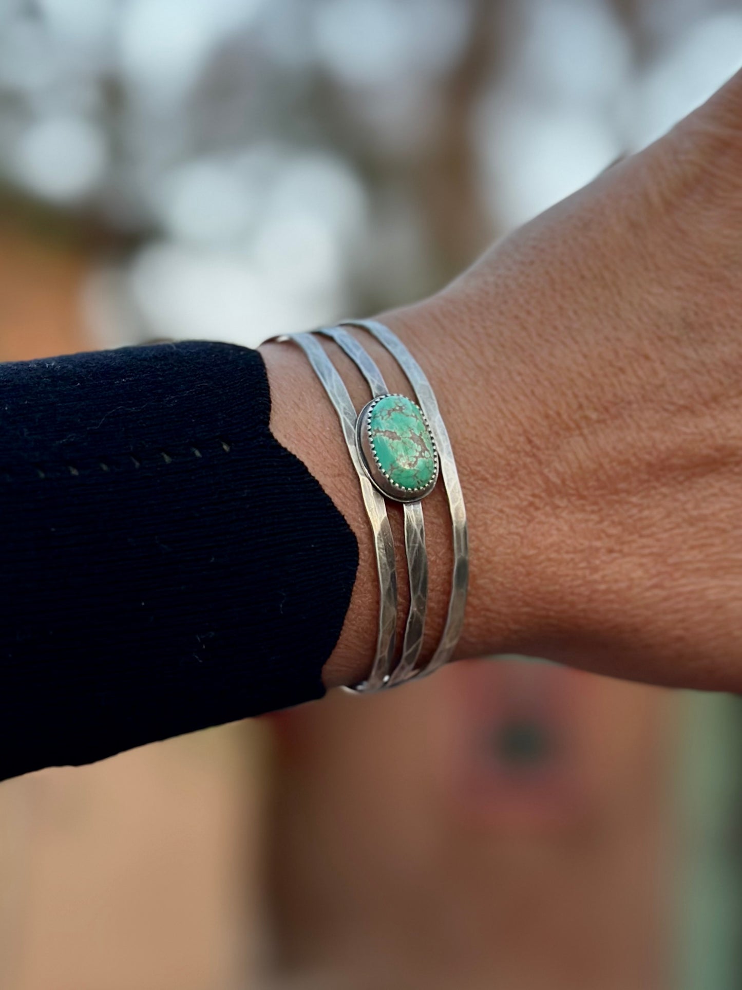 Stacked - Attached Bracelet - Carico Lake Turquoise ~ Cuff with Movement - ready to ship