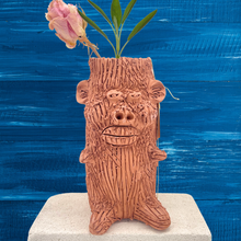 Load image into Gallery viewer, Tall Terracota face planter ~ Tencho
