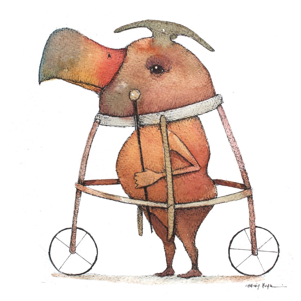 Migrantes - Original illustrations - 10x10 framed