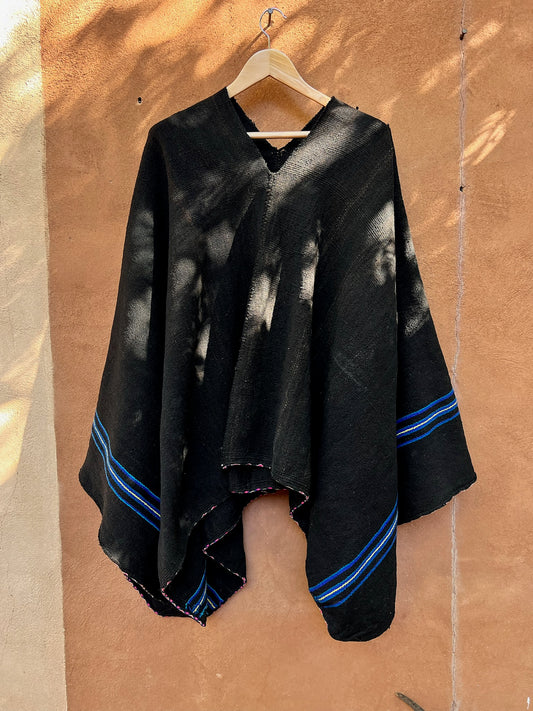 Vintage Sheep Wool Poncho - with Amaru cord trim