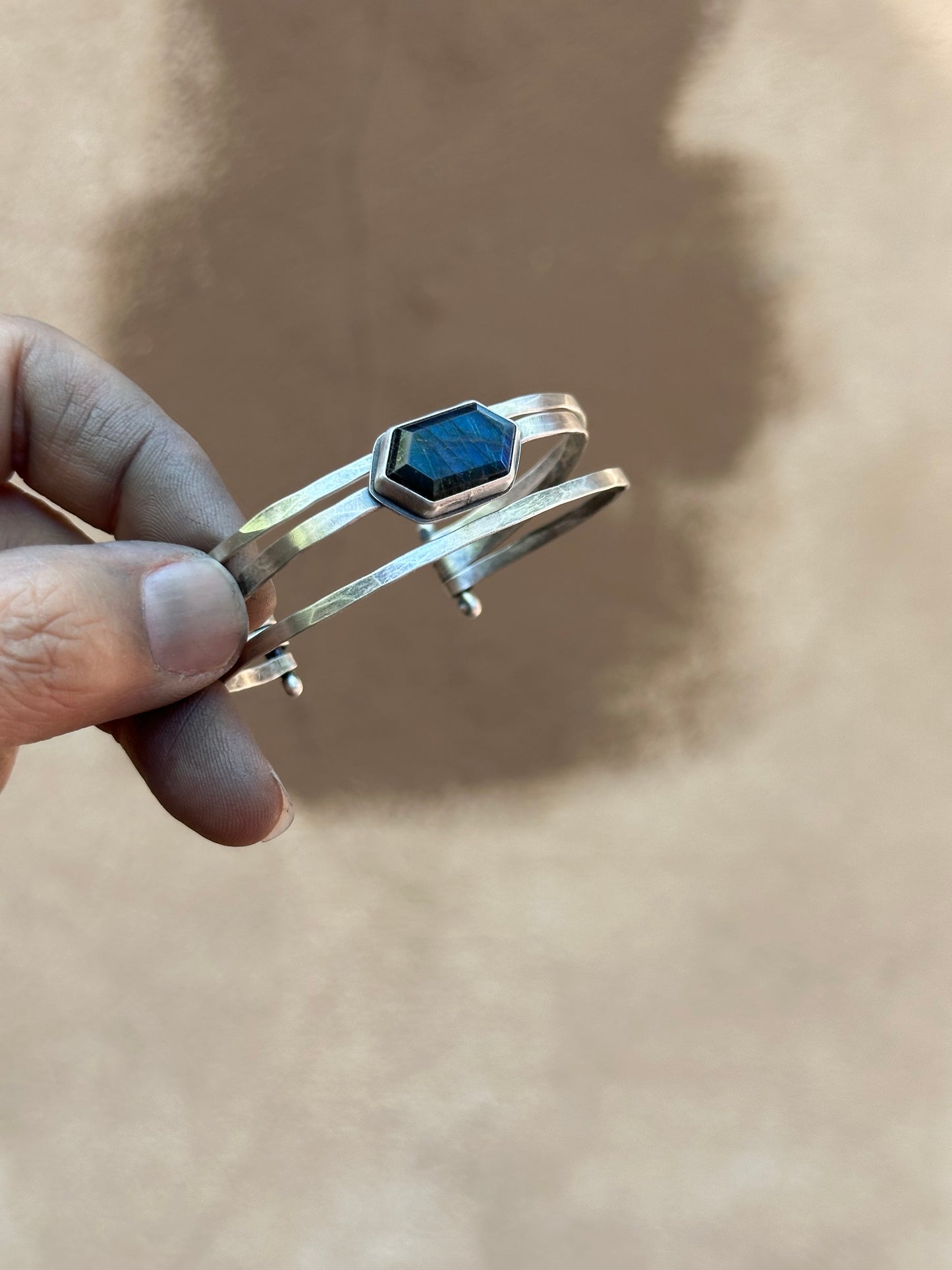 Stacked - Attached Bracelet - Labradorite- Cuff with Movement - ready to ship