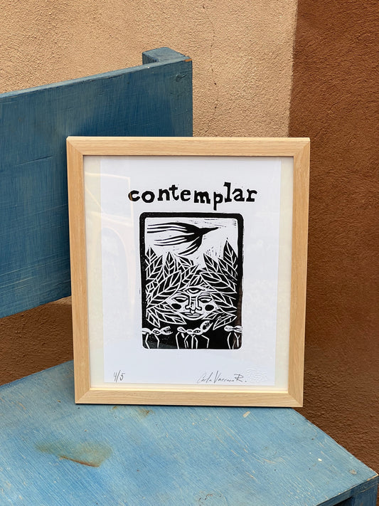 Contemplar - linocut print
