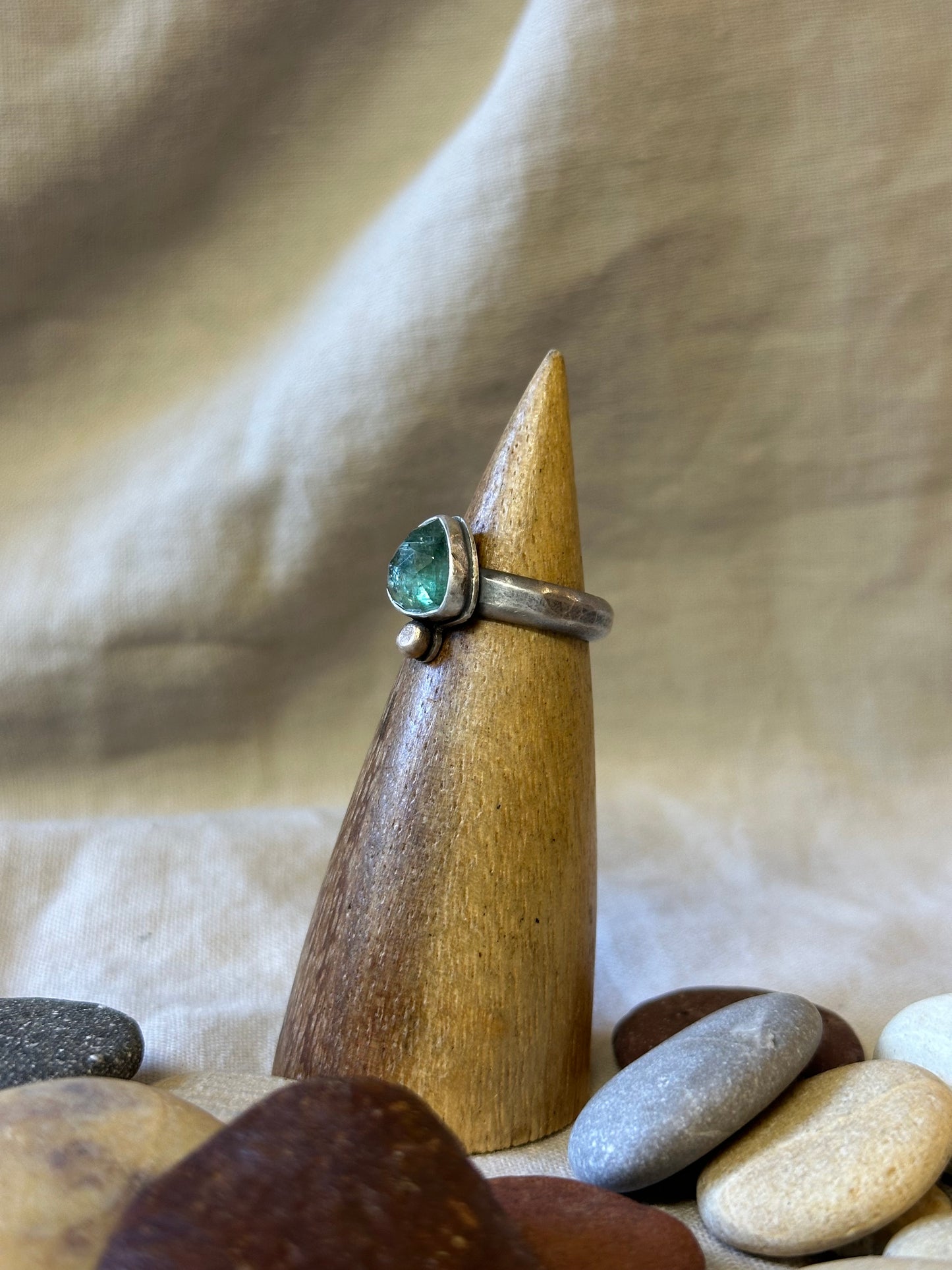 Green Tourmaline - Sterling Silver - Bronze - Size 5