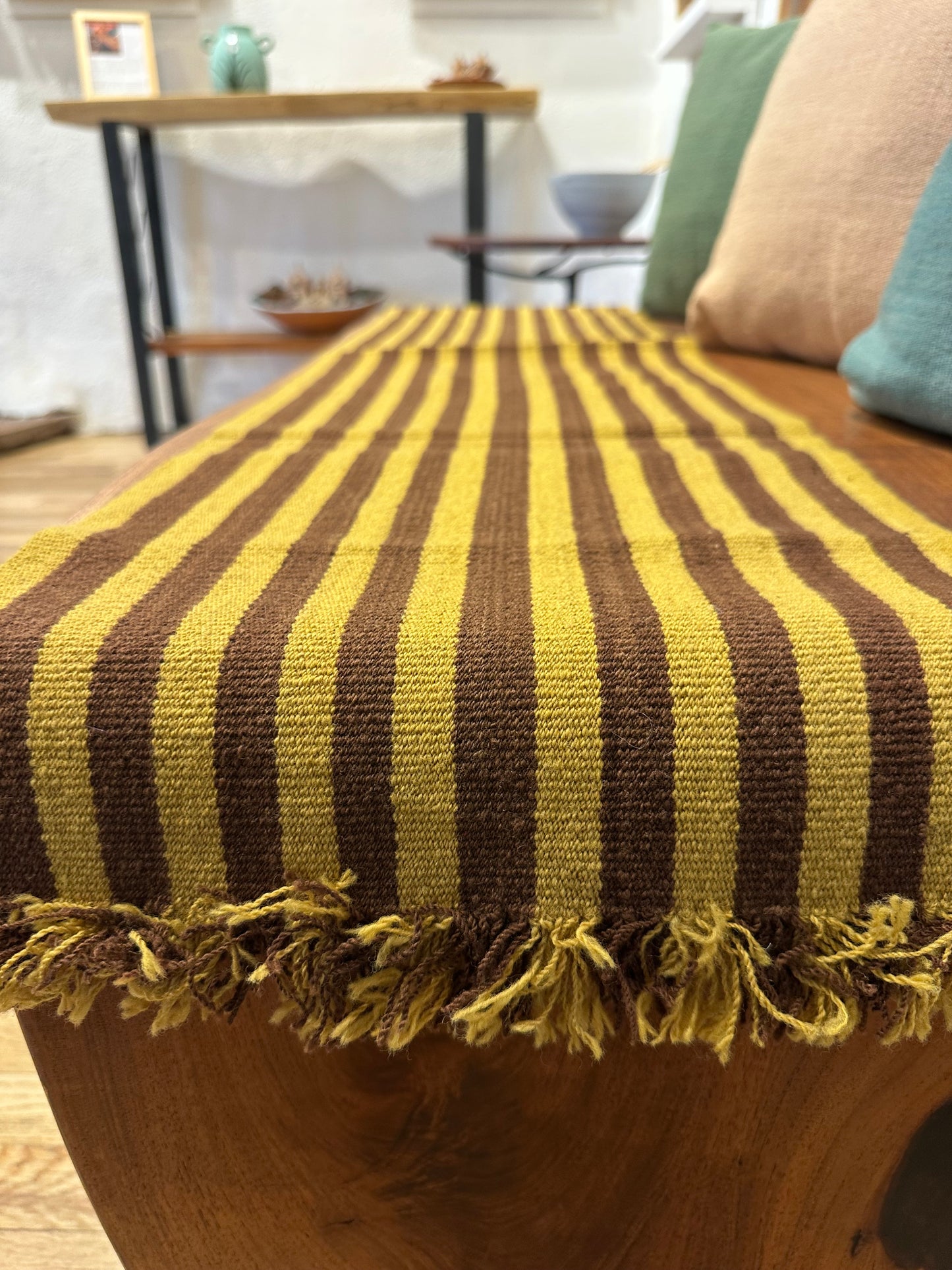 Table Runner - yellow and brown ~ Andean textiles