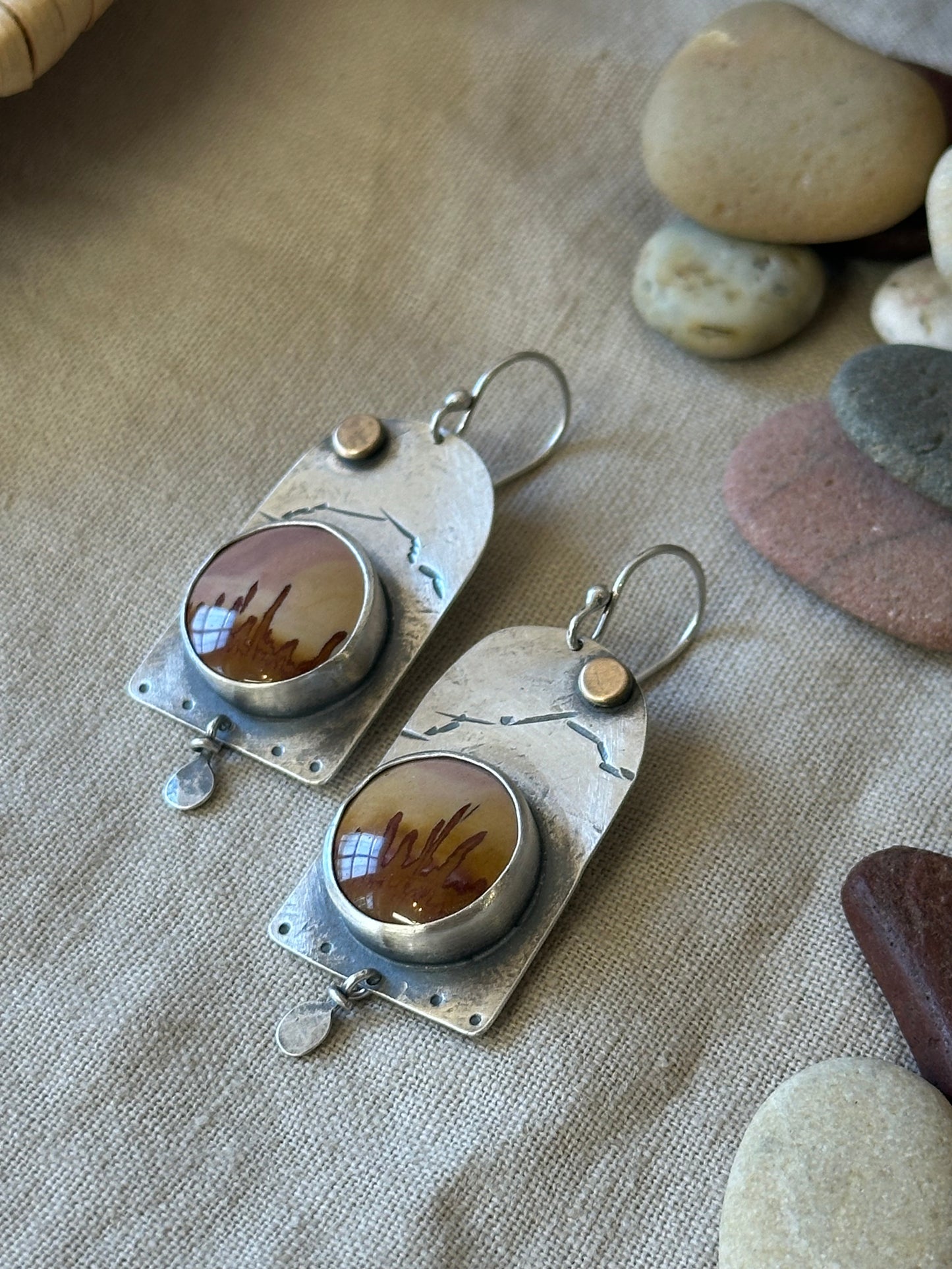Red Falcon Jasper - Desert Landscape earrings - sterling silver