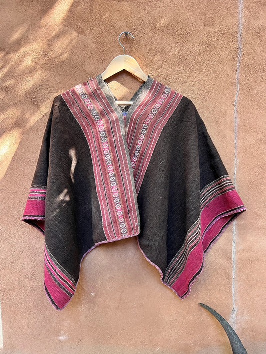 Cropped Aguayo Poncho ~ handwoven