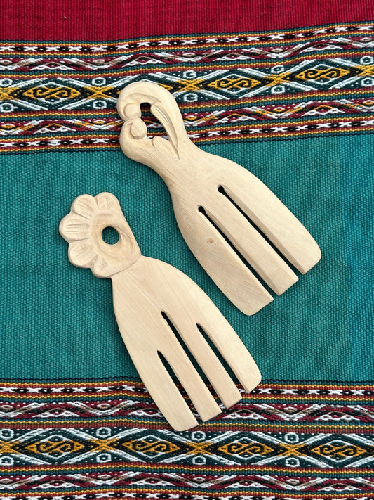 Wooden Utensil Set - Salad Spatula - Floral