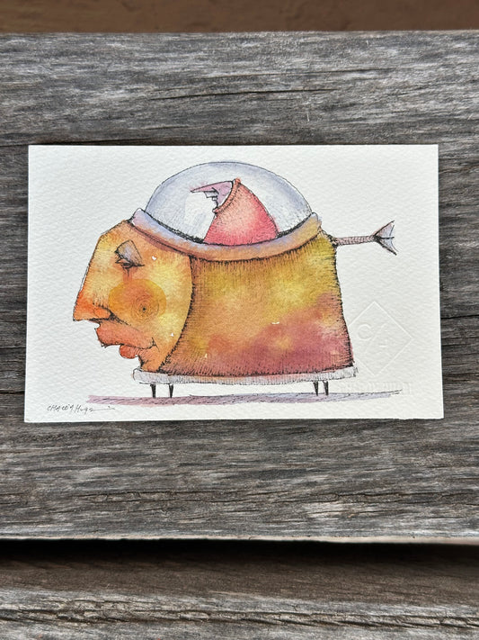 Small Migrantes - Original mixed media - 6 x 8 framed