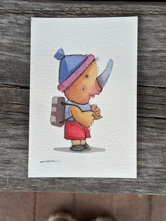 Small Migrantes - Original mixed media - 6 x 8 framed