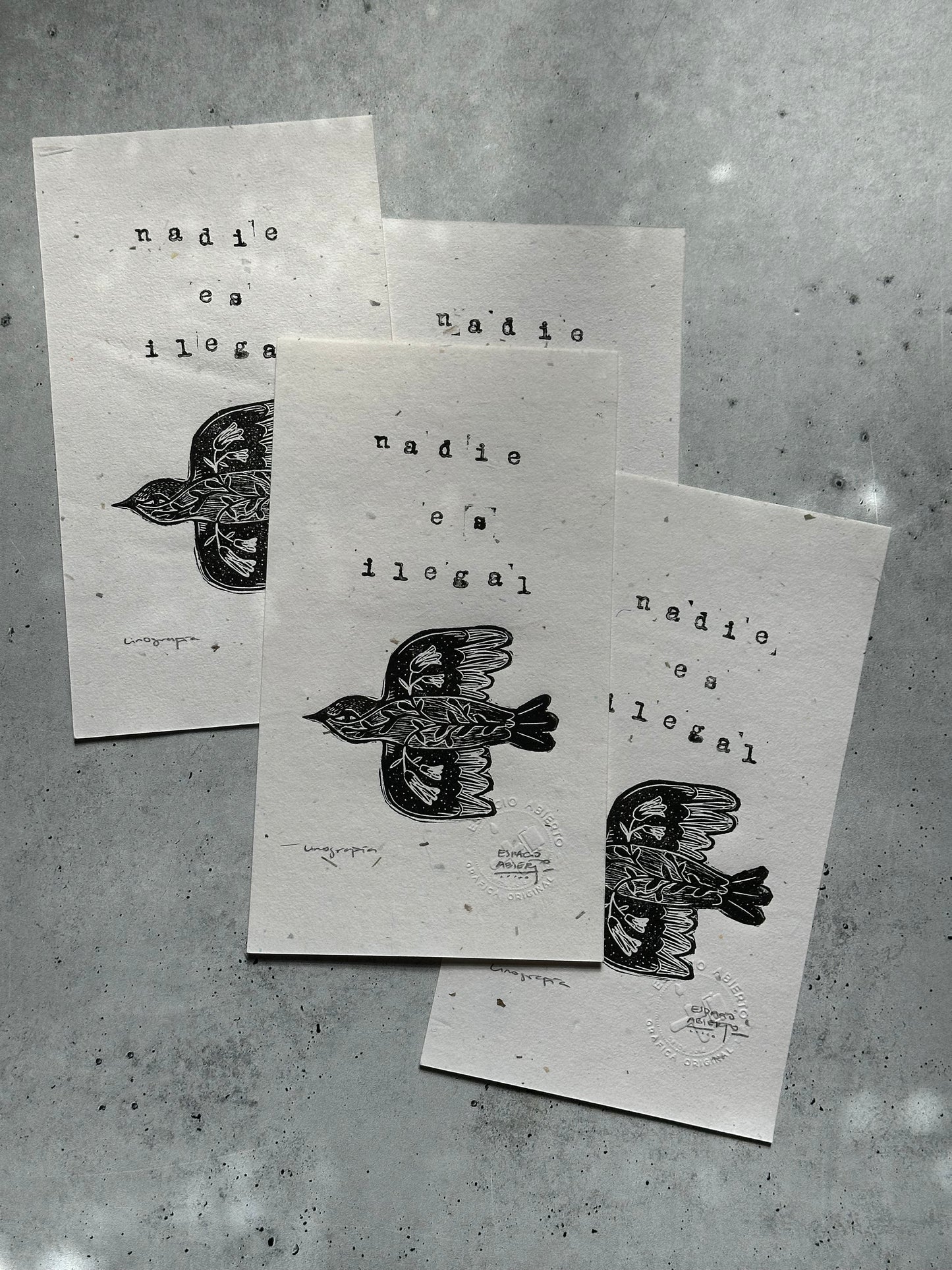 “Nadie es Ilegal” Small Linocut