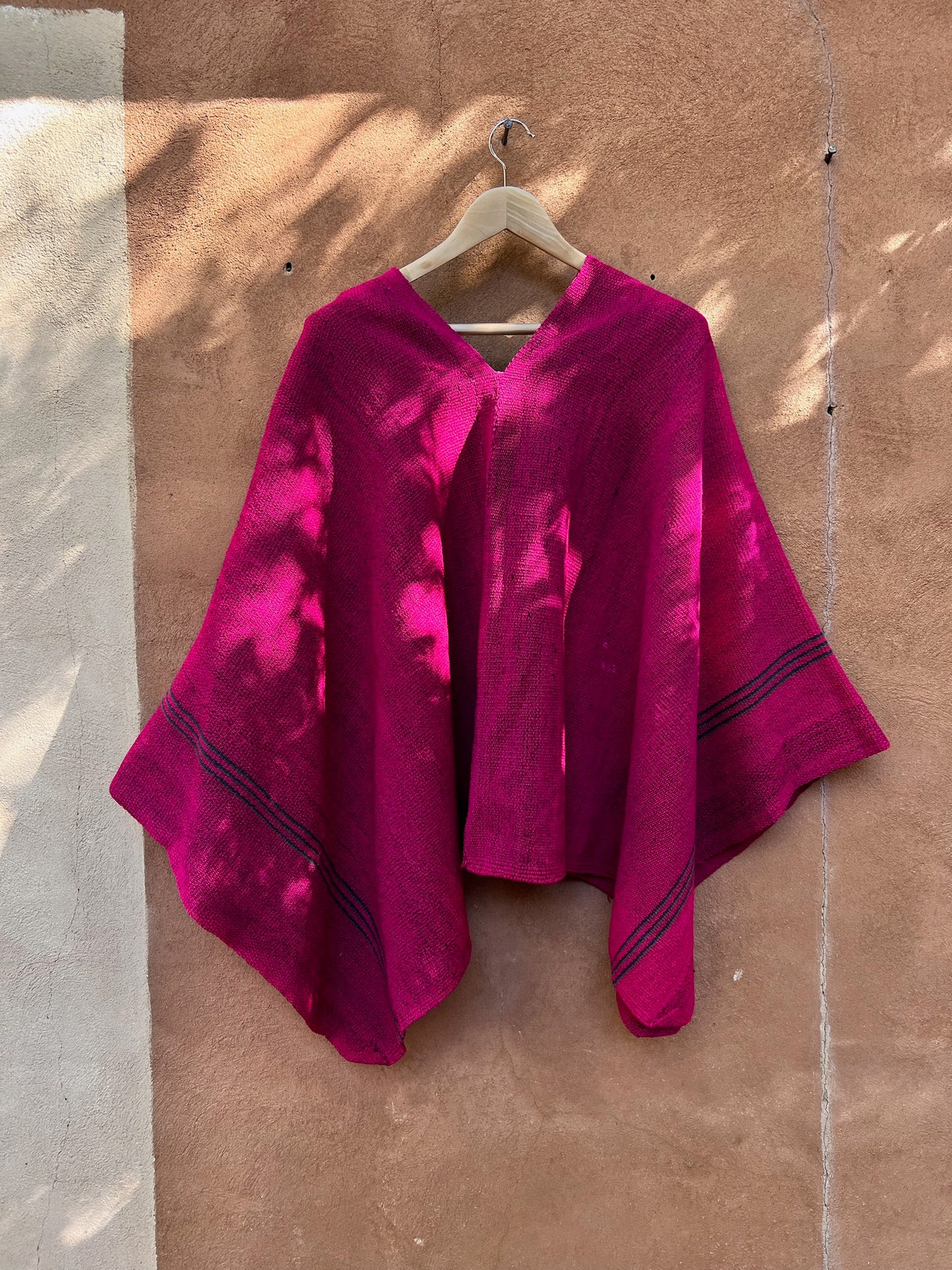 Vintage Sheep Wool Poncho - Magenta