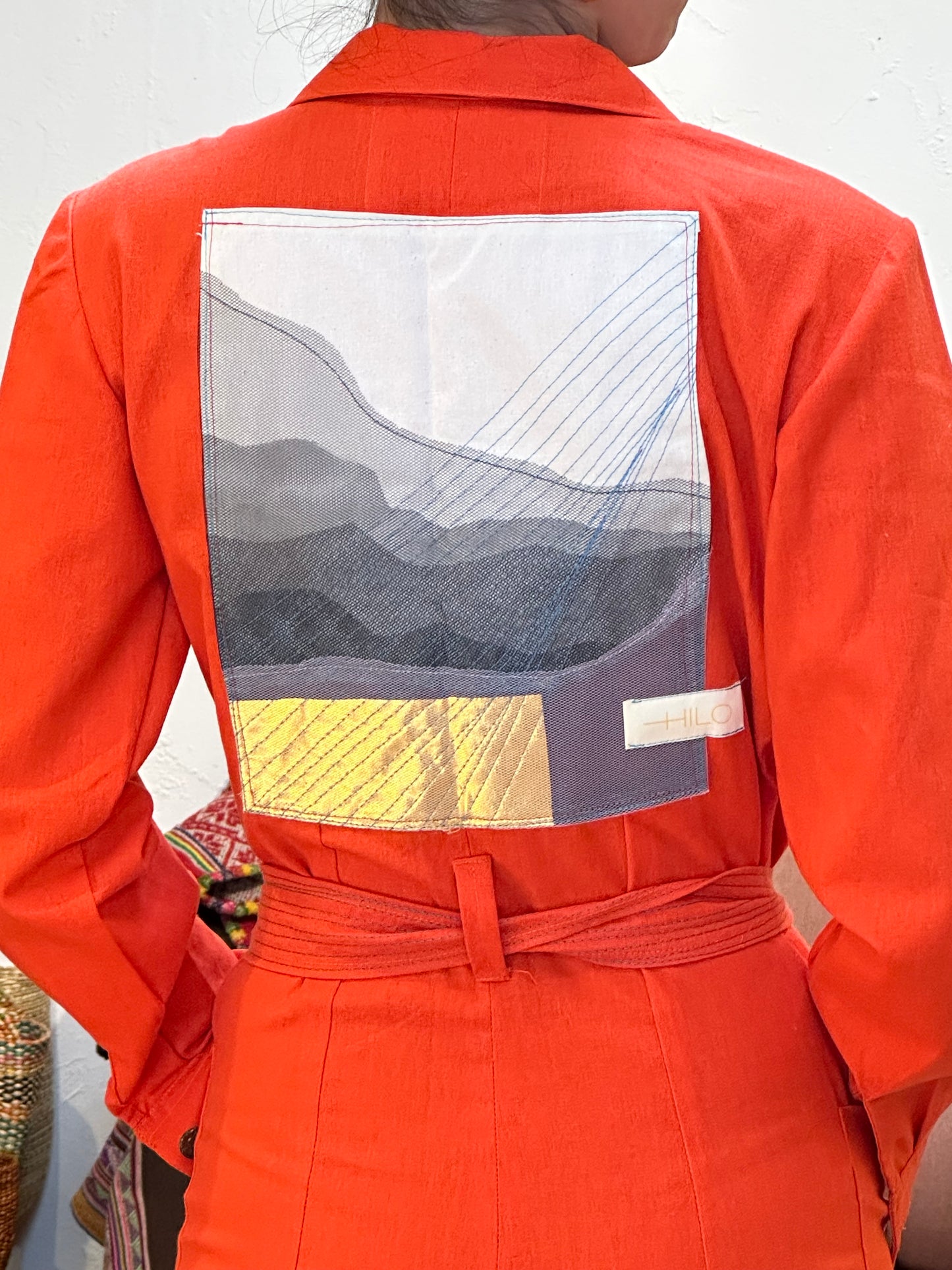 Jumpsuit Orange Linen - long sleeve - Small