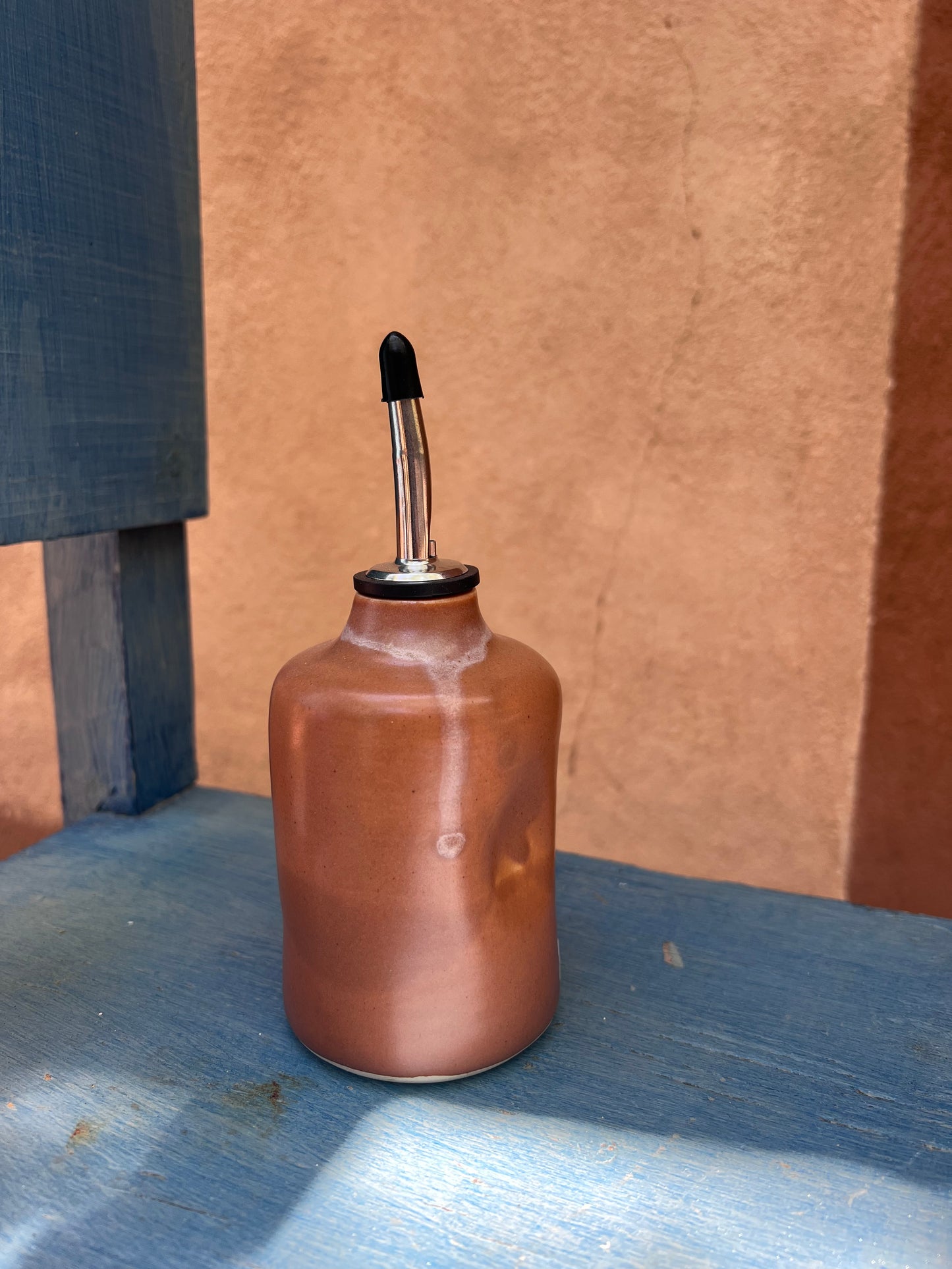 Olive Oil dispenser ~ Crayon, speckled, blue and caramel