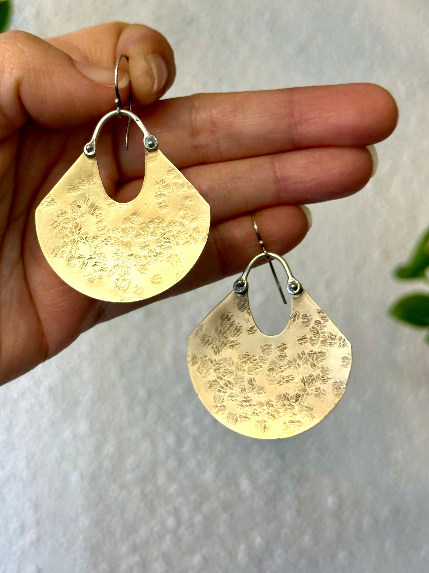 Brass & Sterling Silver ~ Geometric Earrings