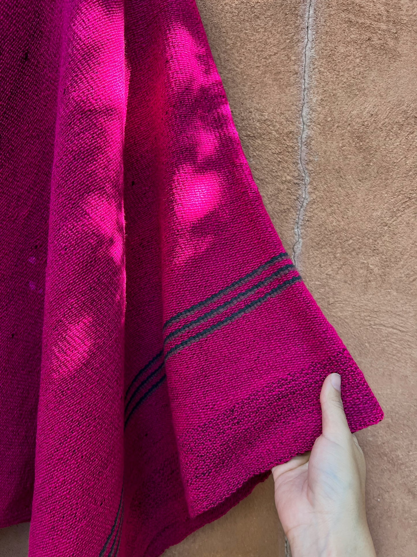 Vintage Sheep Wool Poncho - Magenta