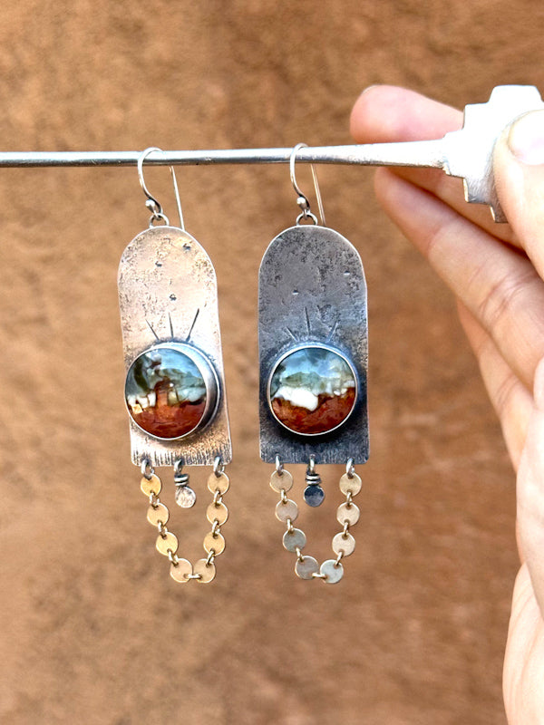 Brecciated Polychrome Jasper earrings - sterling silver and gold filled