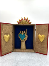 Load image into Gallery viewer, Retablo &quot;Heart in Hand&quot; ~ Turquoise

