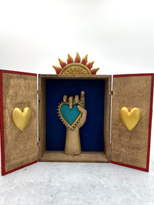 Retablo "Heart in Hand" ~ Turquoise