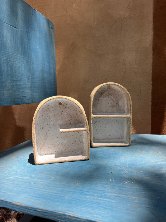 Small Treasure Shelf, Mini Altar - Speckled and Off White Small