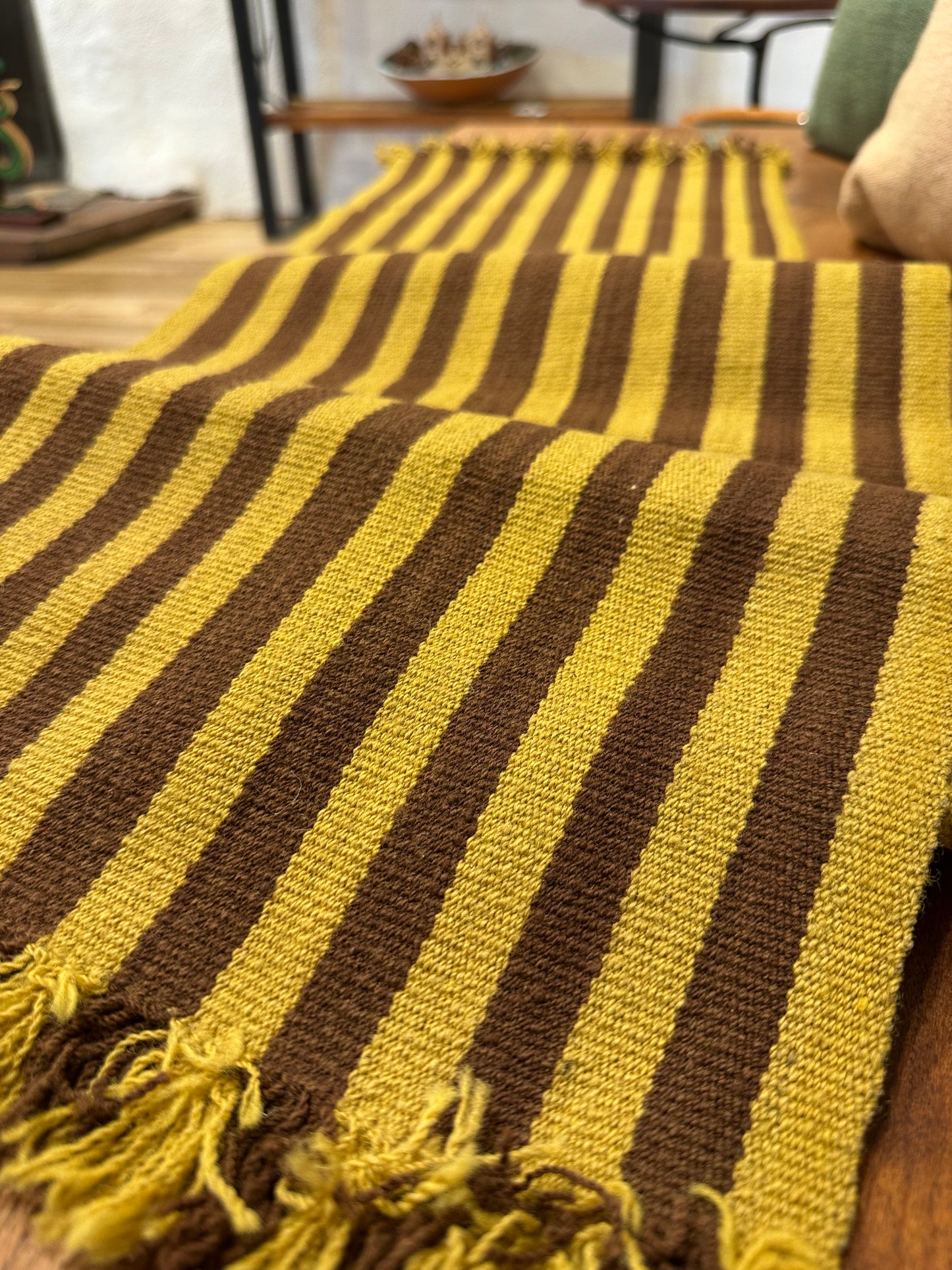 Table Runner - yellow and brown ~ Andean textiles
