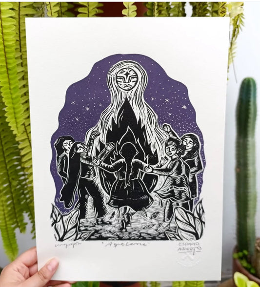 Aquelarre - Lino Print 9”x13”