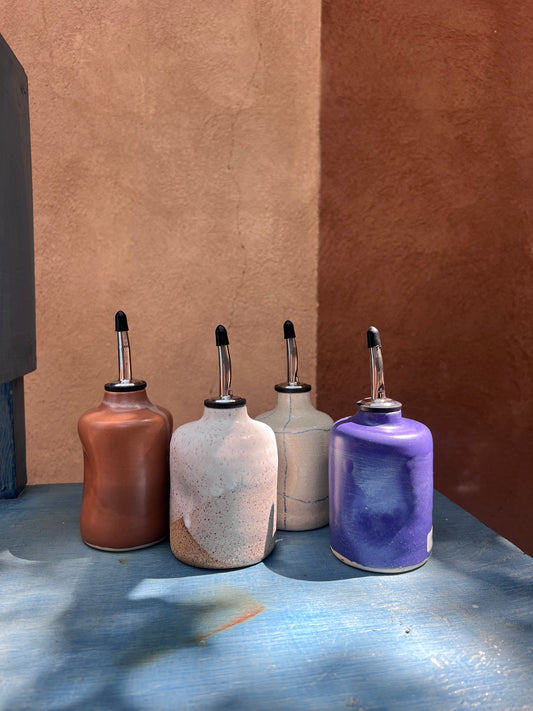 Olive Oil dispenser ~ Crayon, speckled, blue and caramel