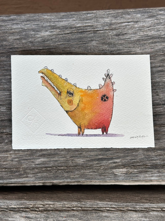 Small Migrantes - Original mixed media - 6 x 8 framed